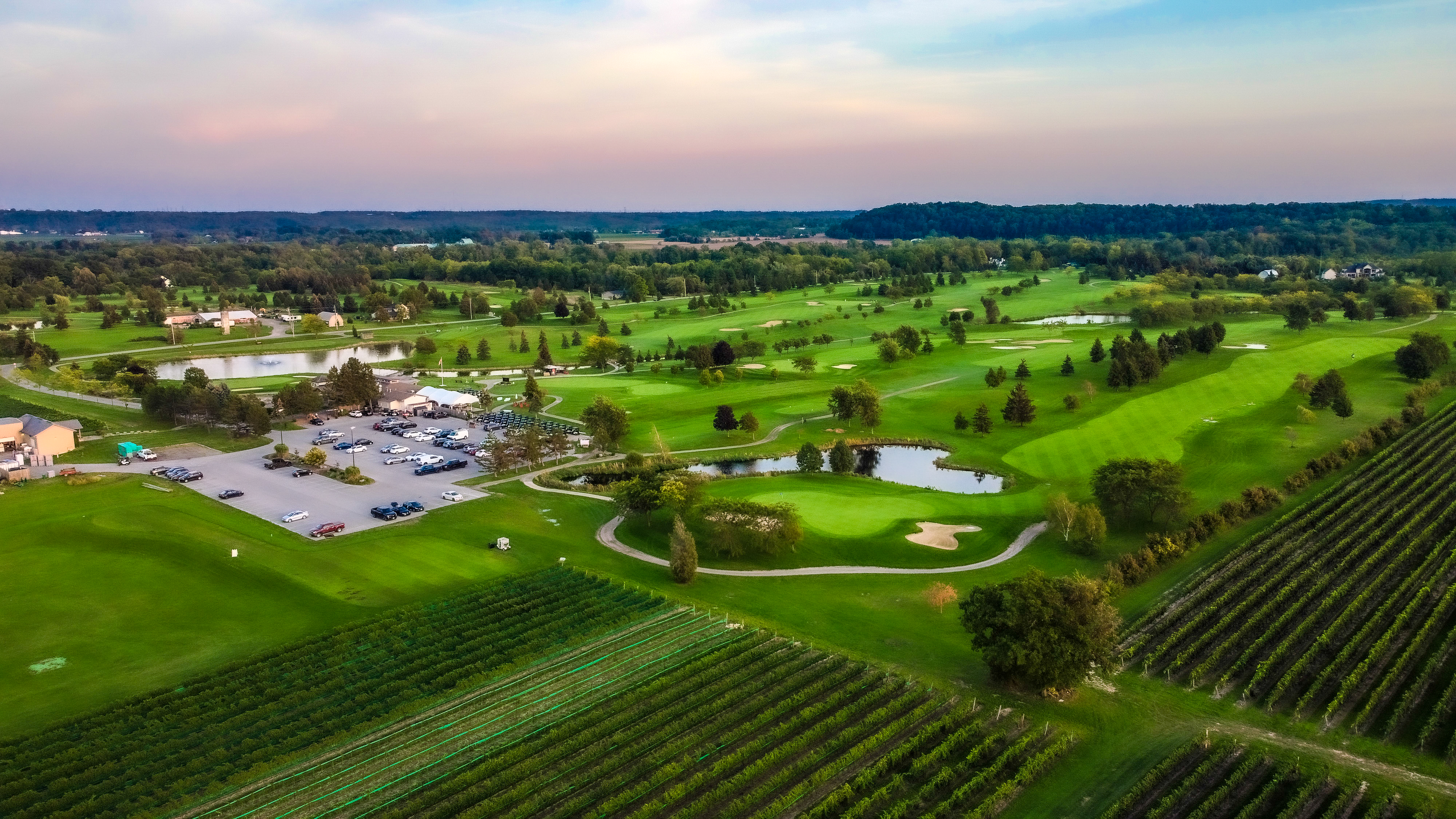 a drone shot of our golf course from above